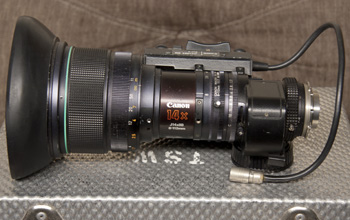 Canon J14x8 B4 IRS (shown on Sony DSR130)