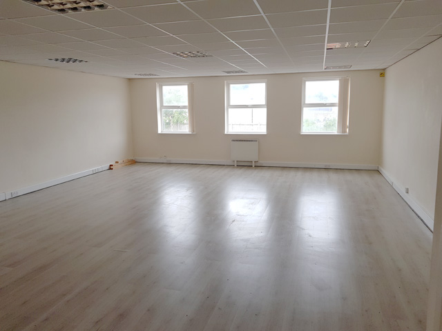1050 sqft 1st Floor Office space at Quays Reach, Salford (looking from front to back)
